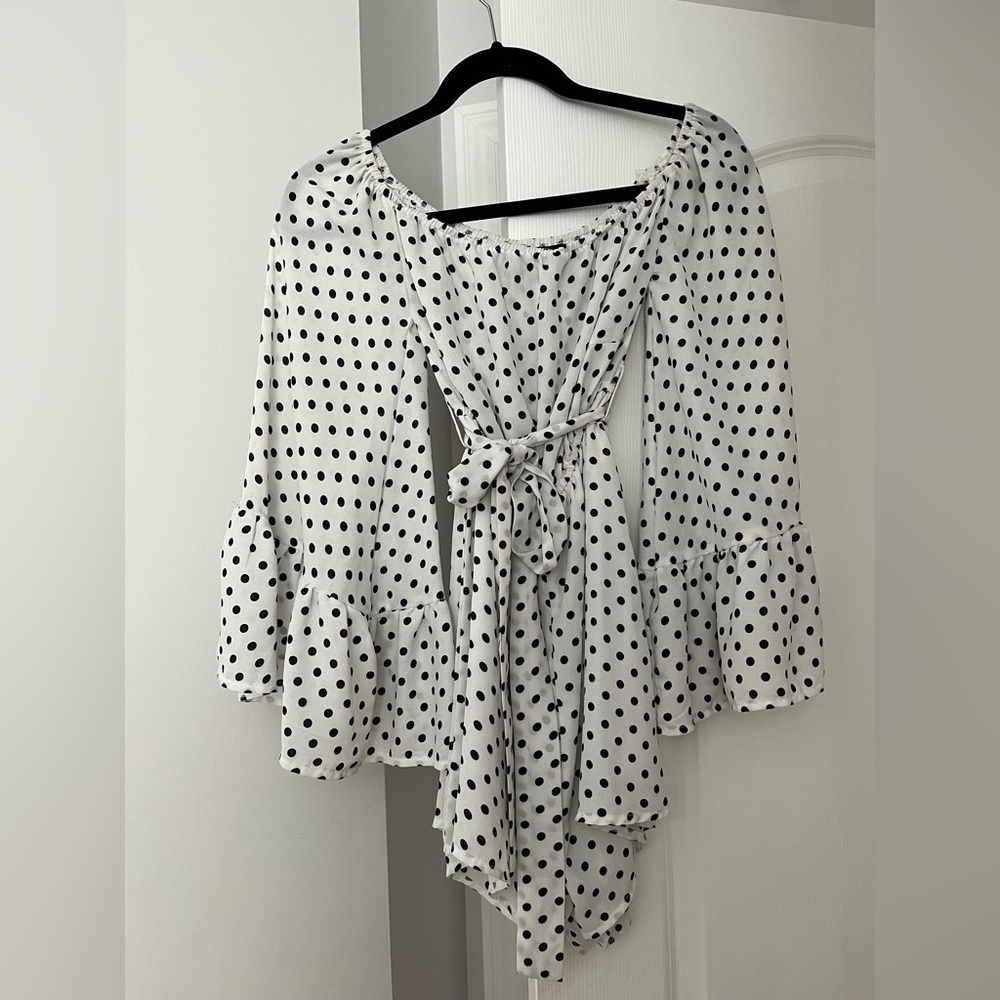 Missguided exclusive polka dot bardot romper - Picture 3 of 5